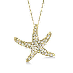 Collar con Colgante de Estrella de Mar de Diamantes, Oro Amarillo de 14K con Colgantes y Dijes de Diamantes Premium de 0.55 Quilates - Product Image 2