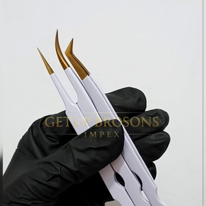 Pince à épiler GETUP BROSONS IMPEX à pointe dorée de précision, courbe lisse, isolation volume, en acier inoxydable 90 - Product Image 4