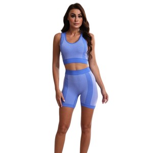 2025, venta al por mayor, conjunto de Yoga para mujer, conjunto de 2 piezas sin costuras de alta elasticidad, ropa deportiva transpirable y de secado rápido, logotipo personalizado - Product Image 6