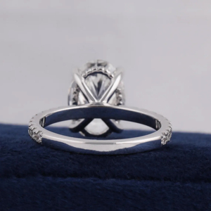 Bague de fiançailles de luxe en moissanite taille ovale pour femme, en argent sterling 925, pavé de diamants, bague de mariage, bijoux fins - Product Image 3