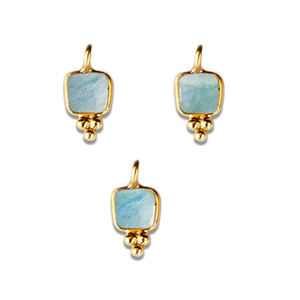 โรเดียมและชุบทองรูปหนามเตยแฟนซีสีอความารีน - Product Image 1