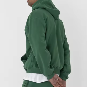 Personalizado Hombres 500Gsm Peso Pesado 100% Algodón French Terry Plain Green Oversized Heavy Hoodies - Product Image 3