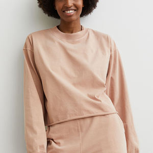 Sweat-shirt pour femme en coton 100% de qualité supérieure, coupe ample, col rond, broderie de lettres, vente en gros - Product Image 1