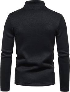 T-shirt décontracté pour homme en jersey gris chiné, manches longues, 100% polyester, tissu de 220 grammes, col montant, quart respirant - Product Image 6