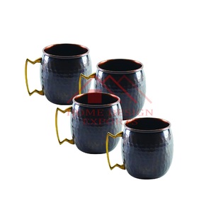Mug en cuivre à bas prix en gros pour la décoration de table, 100% cuivre pur, fait à la main, mug à bière Moscow Mule avec couleur bleue - Product Image 1