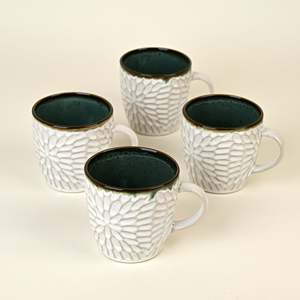 Ensemble de 4 tasses à thé en céramique douce blanc cassé - Product Image 2