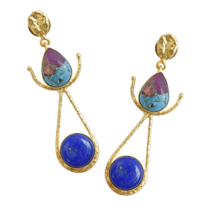 Luxury Gemstone Drop <b>Earrings</b> With Polished Gemstone Drops Shiny Gold Coating And Premium Made Quality Jewelry - Product Image 6