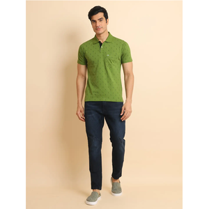 T-shirt élégant en coton 100% à manches courtes pour hommes, col polo, design imprimé, poche poitrine tendance, tenue décontractée pour toutes les occasions - Product Image 1