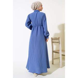 Ruffle Half Placket Vestido Indigo - Product Image 3