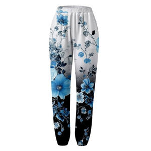 Vente en gros de vêtements pour femmes pantalons de jogging à la mode pantalons taille haute pantalons droits en molleton de coton pour femmes - Product Image 1