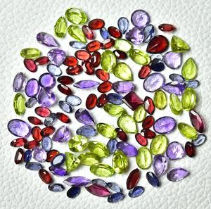 Tự nhiên thạch anh tím Peridot Garnet iolite khía cạnh cắt rời Mặt đá quý lỏng lẻo - Product Image 1