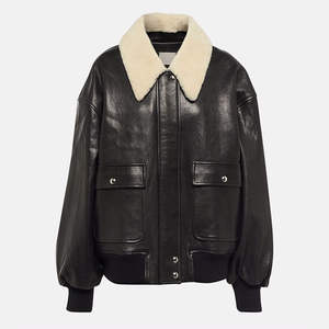 Blouson matelassé tendance 2025 pour femme en cuir de mouton véritable, col montant, doublure polaire tricotée, respirant, coupe-vent, durable, personnalisable - Product Image 2