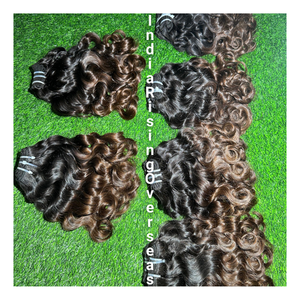 Paquetes de cabello indio rizado de bebé virgen Cabello de templo crudo Extensiones de brillo natural de textura suave sin procesar: No modelo permanente - Product Image 1