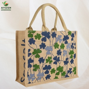 Bolsas de compras de marca con logo impreso, hechas de yute natural y algodón para mercados y centros comerciales - Product Image 2