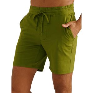 Shorts de sport décontractés pour hommes, taille mi-haute, motif uni, tricotés, fermeture élastique, séchage rapide, 94% polyester 6% élasthanne, service OEM - Product Image 1