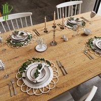 Meilleures ventes de produits assiettes de chargeur en rotin en forme de fleur napperons tissés plaque de sous-verre en bambou décoration murale décorations de maison art