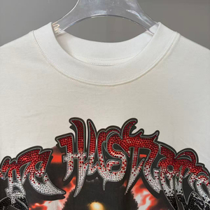 T-shirt à manches courtes pour homme en coton avec imprimé diamant aquatique, style streetwear américain, collection Life Hustlers, vente en gros - Product Image 3