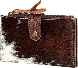 New Real Handmade Hair on Fur Leather Casual Stylish Wallets Hair on Leather Zipper <b>Small</b> Coin <b>Purse</b> for Women - Product Image 2