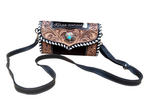 Listo para enviar embragues de mujer de estilo occidental de cuero hecho a mano hechos de cuero de vaca - Product Image 3