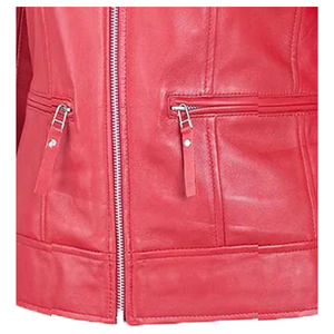 Blouson de moto en cuir d'agneau véritable imprimé sur mesure de qualité supérieure pour femmes - Écologique, coupe-vent, chauffant, séchage rapide, finition - Product Image 4