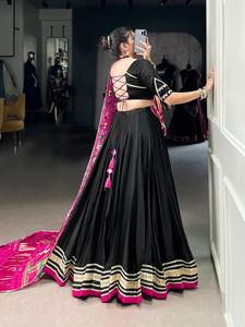 Lehenga choli คอลเลกชันผ้าไหม georgette พร้อมกระจกลูกไม้แฟชั่นผู้หญิงจากอินเดีย - Product Image 5