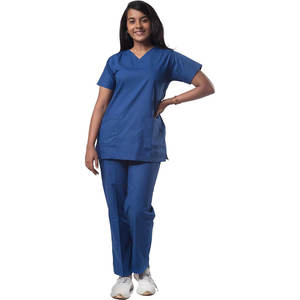 ชุดเครื่องแบบพยาบาลคอวีแขนสั้นผ้าไหมชุดขัดสำหรับโรงพยาบาลพิมพ์ลายกำหนดโลโก้ได้เองในฤดูร้อน - Product Image 1