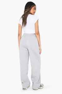 Haute qualité Polyester/coton femmes jambe droite Joggers taille élastique gris éponge polaire doux au toucher tissu hiver - Product Image 4