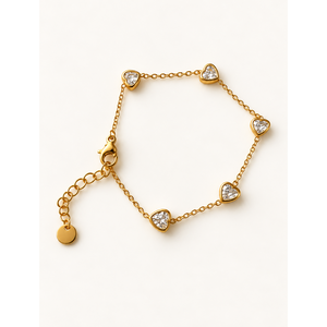 Pulsera de Acero Inoxidable con Bisel de Tres Corazones - Product Image 1