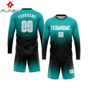 Maillots de football personnalisés OEM, design de couleur personnalisé, shorts, kits, adultes, match, entraînement sportif, uniformes de football, manches longues, 100% polyester - Product Image 1