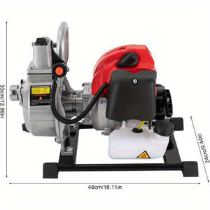 Bomba de agua moderna de 42.5 CC autocebante para jardín, portátil, de 1 pulgada, para agua sucia, con capacidad para gasolina, de 2 tiempos, color rojo plateado, para agua sucia - Product Image 2