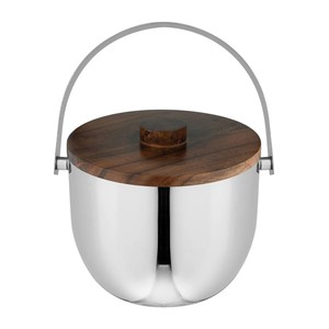 Cubo de Hielo Premium de Acero Inoxidable con Tapa de Madera, Doble Pared Aislada, Asa de Transporte, Mantiene el Hielo Frío para Fiestas en Casa o en Bares - Product Image 3