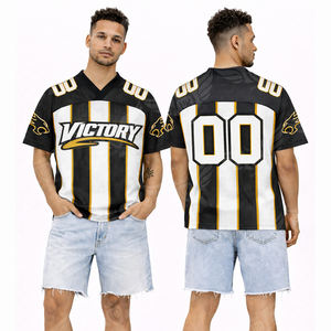 Camiseta de malla personalizada con estampado digital 2026 para hombre, talla grande, estilo jersey de fútbol, cuello en V, manga corta, informal, para verano - Product Image 1