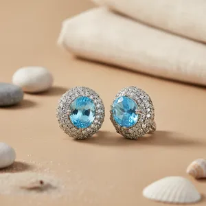 Boucles d'oreilles clous chic plaquées or et serties de diamants pour femmes, pour le quotidien et les occasions spéciales - Product Image 2
