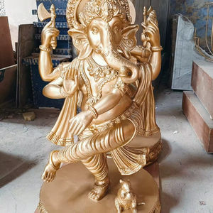 Ganesha debout en fibre dorée pour la décoration de mariage - Product Image 1