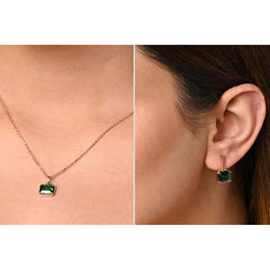 NOVAMART Fine 925 Sterling <b>Silver</b> Celia Pendant Earring Chain <b>Set</b> with Emerald Cut Diamond Shape <b>Jewellery</b> Wholesale Export - Product Image 6