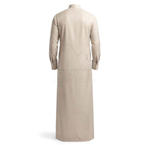 Simple Saudi Classic <b>Thobe</b> Casual Lightweight Breathable Cotton Tailored Design Neat Collar Front Buttons Comfortable Full - Product Image 5