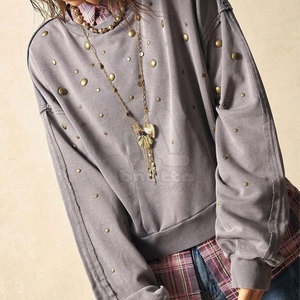 Sudadera de Invierno para Mujer con Pedrería, Logotipo Frontal Personalizable, Informal, para Fiestas, Uso Diario, Algodón Transpirable - Product Image 2