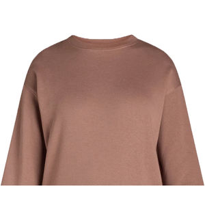 Custom Eco-Friendly Women's Embroidered <b>Fleece</b> Sweatshirt Breathable Windproof Regular Crew Neck 340g Polyester/Cotton <b>Brown</b> OEM - Product Image 4