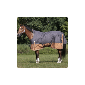 Alfombra de participación de peso pesado 600D 300G de alta calidad, aislamiento gris/marrón de cuello alto no perenne para caballos - Product Image 1