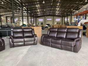 Juego de Muebles Reclinables para Sala de Estar Moderna, Sofá de Cuero Sintético Negro, Sofás Reclinables Seccionales <span class=keywords><strong>3</strong></span>+<span class=keywords><strong>2</strong></span>+1 - Product Image 5