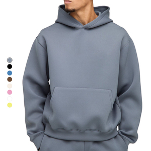 Sweat à capuche surdimensionné en coton de haute qualité pour hommes épais polaire goutte épaule à capuche col solide personnalisable uni blanc pour l'hiver - Product Image 1
