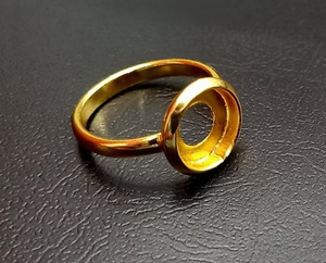 High Quality Genuine 925 Sterling Silver 14k Gold Plated 10mm Blank Stone Bezel Setting Semi-Mount Handmade Eco-Friendly Jewelry - Product Image 1