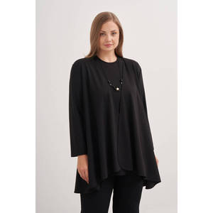 Ensemble haut en crêpe noir pour adolescentes avec manches trois quarts - Product Image 1