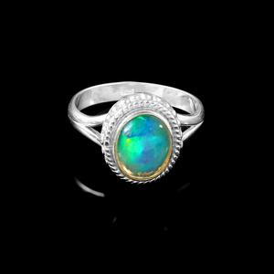 Anillo ovalado teñido de ópalo de fuego de estilo clásico de Plata de Ley 925 para ajuste de bisel de mujer - Product Image 6