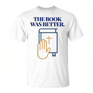 Camiseta The Book Was Better de manga corta, unisex, cuello redondo, regalo religioso para la iglesia, estampado en serigrafía - Product Image 3
