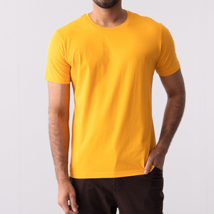 <b>Men's</b> 100% Cotton O-Neck Short Sleeve Basic Jersey Regular Fit Anti-Wrinkle <b>Yellow</b> T-<b>Shirt</b> for Streetwear Plain Solid Logo - Product Image 1