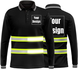 Camisa de Seguridad de Manga Larga con Diseño de Moda para Trabajos de Construcción, Color Negro y Naranja Reflectante - Product Image 4