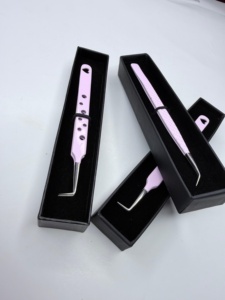 Pince à épiler pour cils GETUP BROSONS IMPEX de haute qualité, en acier inoxydable doré, à pointe lisse, avec poignée diamantée, couleurs plasma - Product Image 6