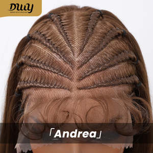 Andrea C- DWY 13x6 Glueless Brown Handmade Braiding Heat Resistant Synthetic <b>Wig</b> with Light Brown Lace Front Comfortable Durable - Product Image 6