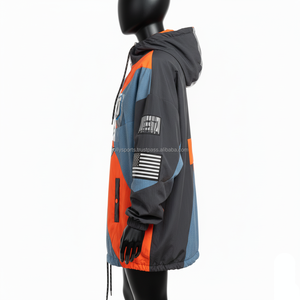 <b>Women</b> <b>Windbreaker</b> Breathable Polyester Color Block Orange Grey <b>Jacket</b> with Custom Logo Print Design <b>Windbreaker</b> <b>Jacket</b> for <b>Women</b> - Product Image 3